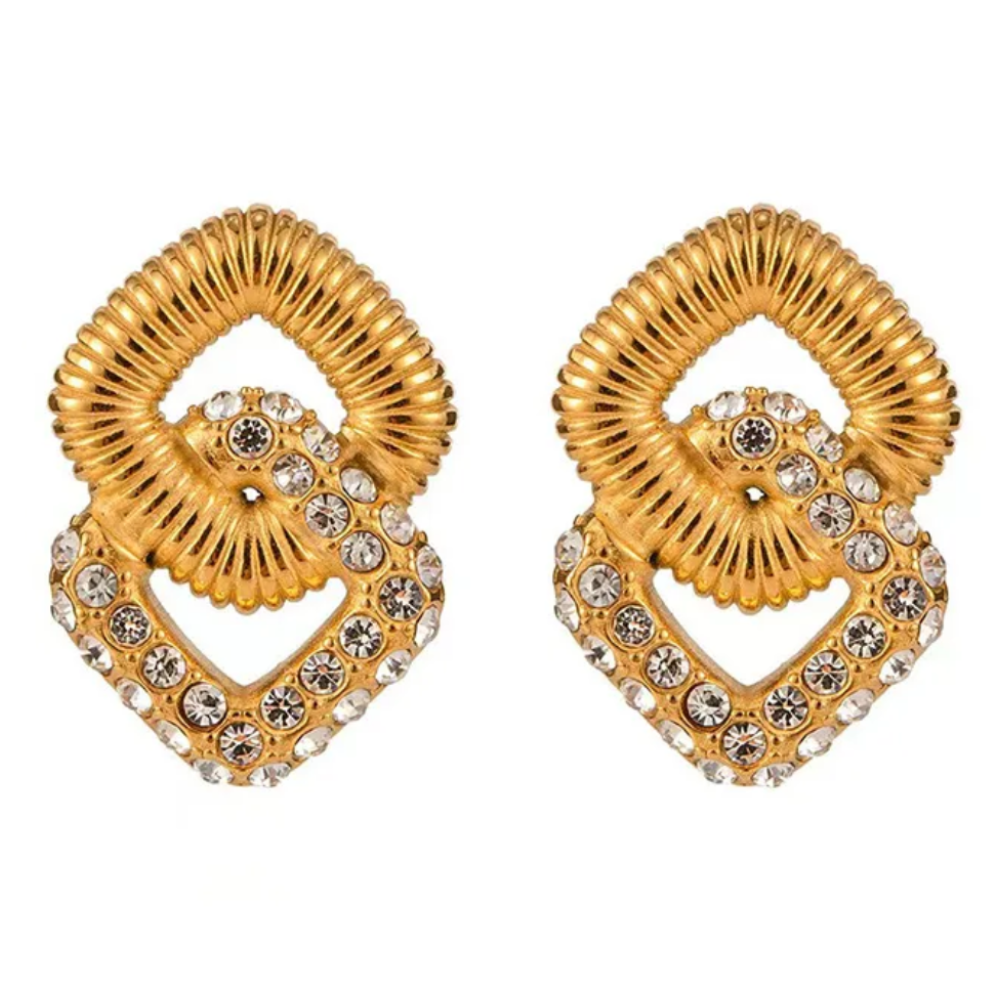 Double Square Earrings with Zircon