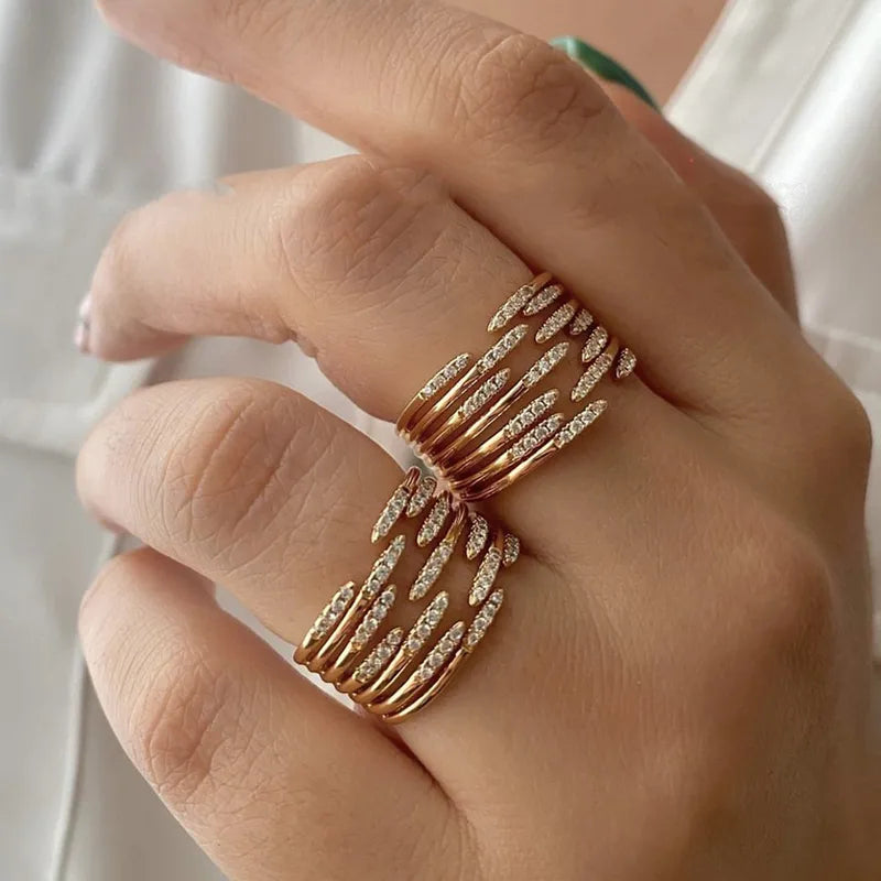 Multi Line Ring with Zircon