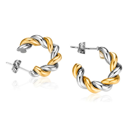 Twirl Silver and Gold hoops