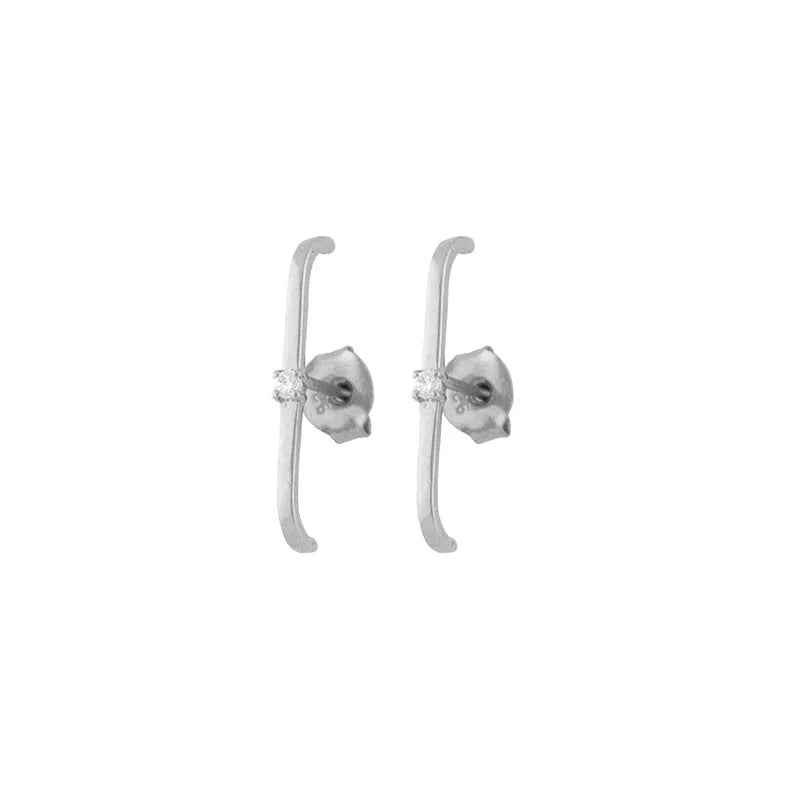 Line Diamond Earrings Silver