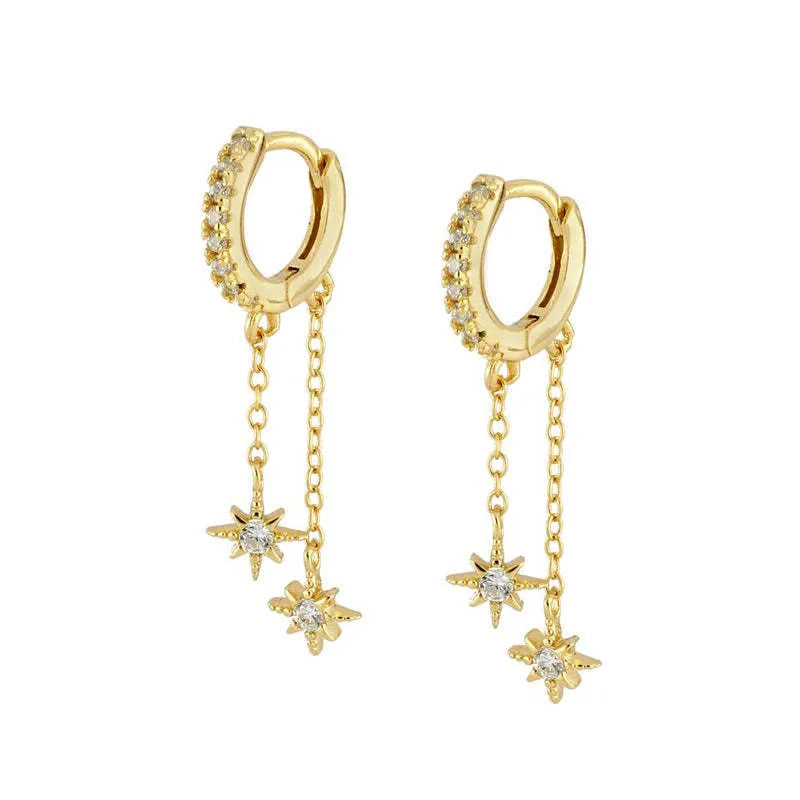 Star Drop Earrings Gold