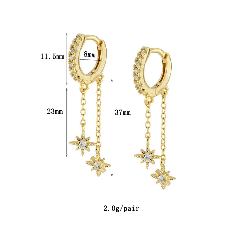 Star Drop Earrings Gold
