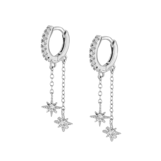 Star Drop Earrings Silver