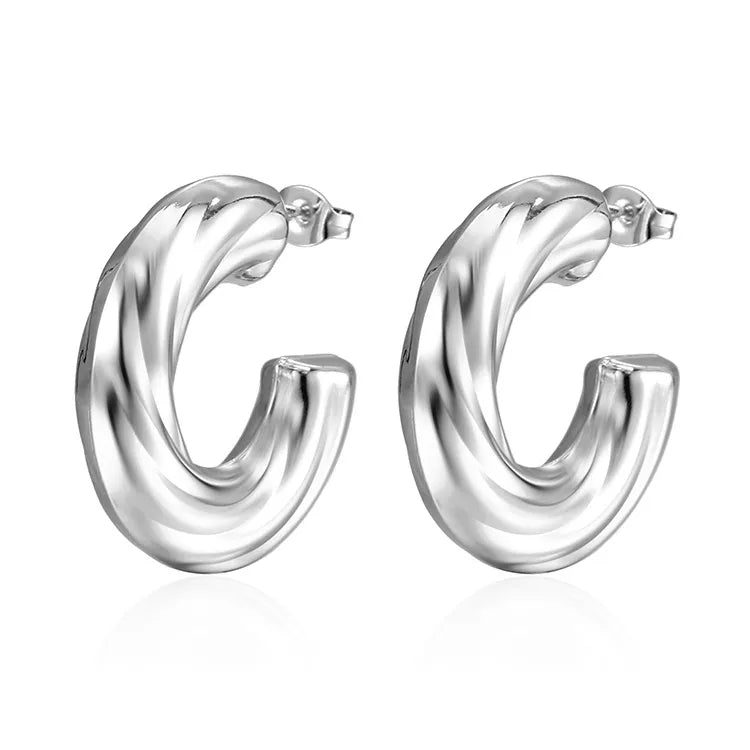 Twirl Hoops Silver