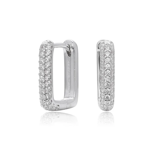 Small Zircon Square Earrings Silver
