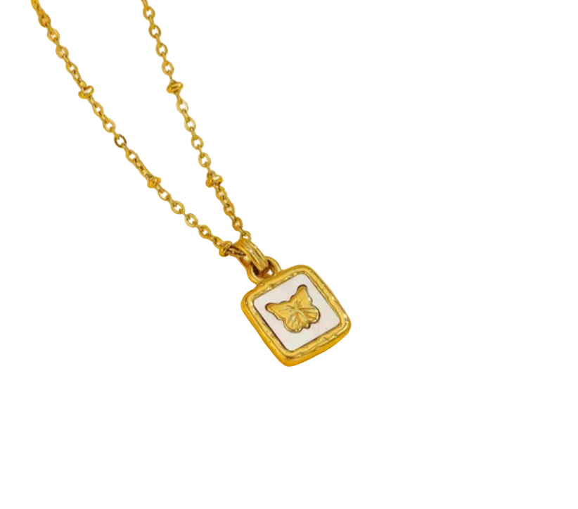 White&Gold Butterfly Necklace