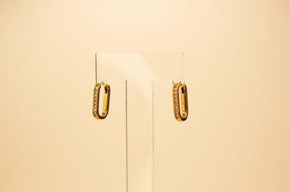 Zircon Huggie Square Earrings Gold