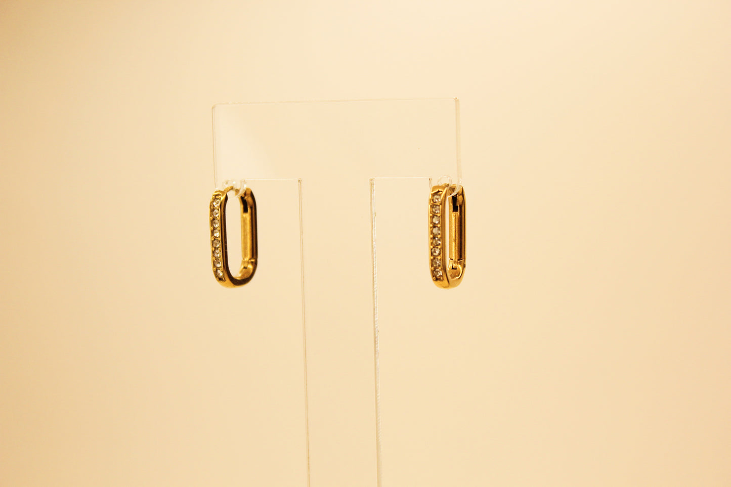 Zircon Huggie Square Earrings Gold