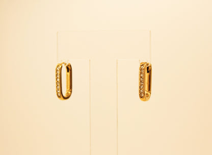 Zircon Huggie Square Earrings Gold