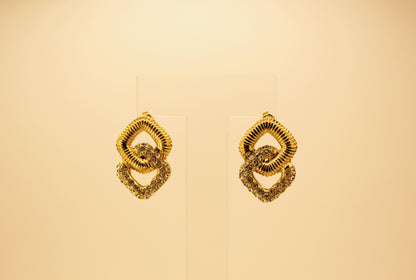 Double Square Earrings with Zircon