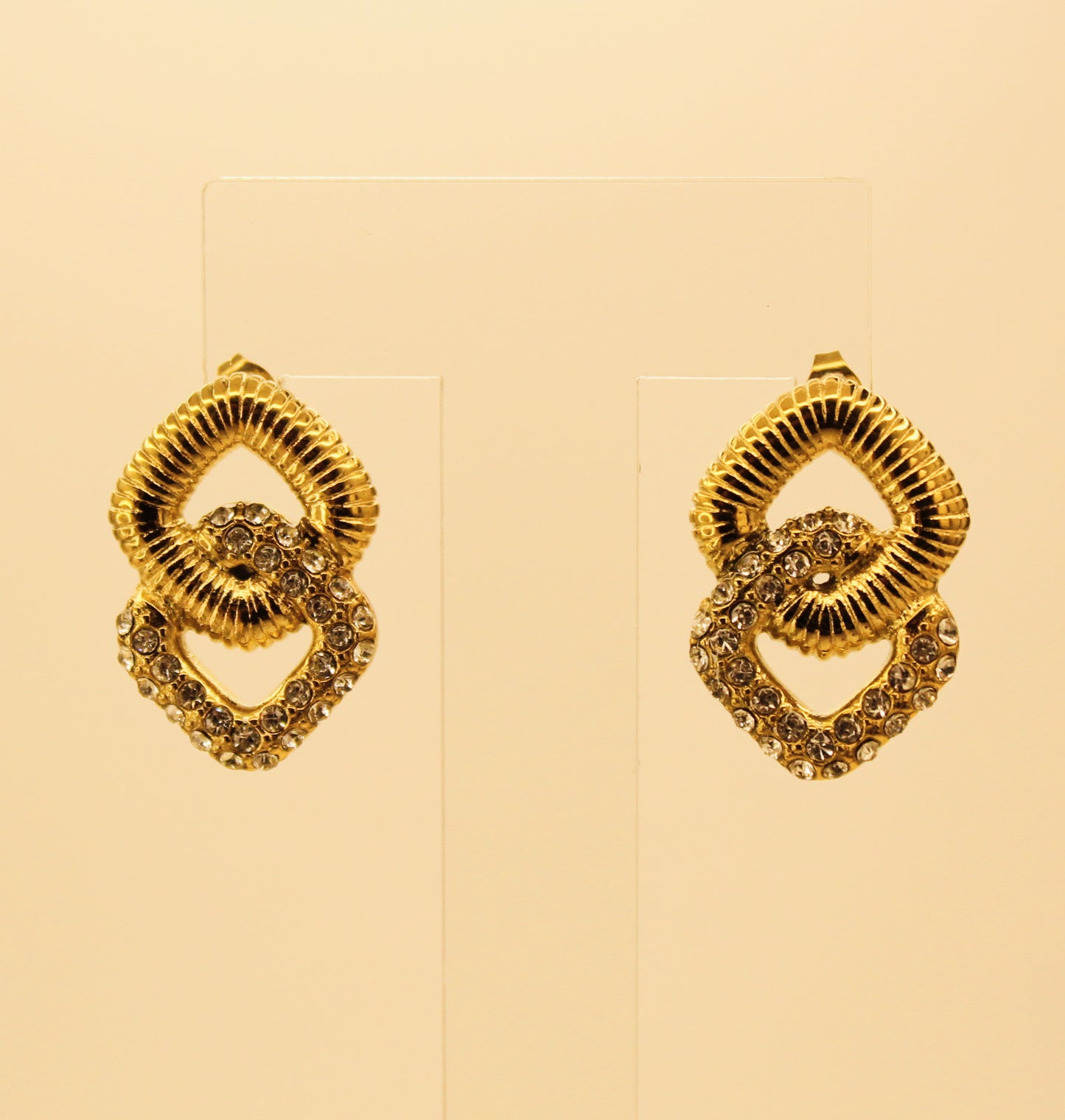 Double Square Earrings with Zircon