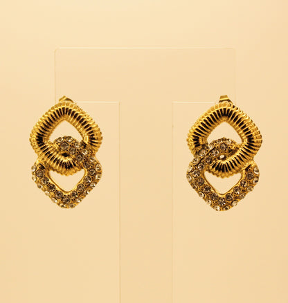 Double Square Earrings with Zircon