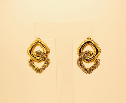 Double Square Earrings with Zircon