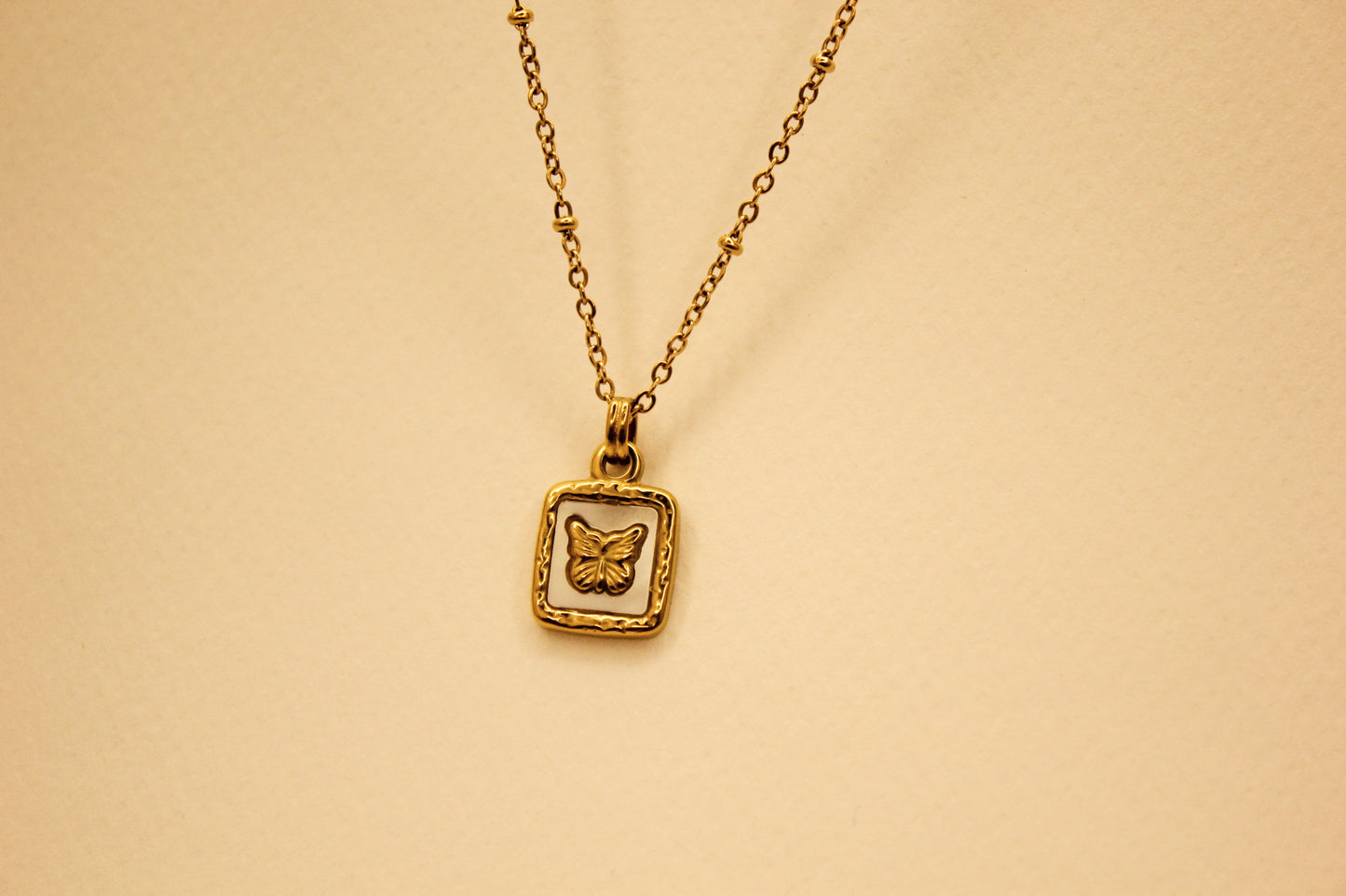 White&Gold Butterfly Necklace