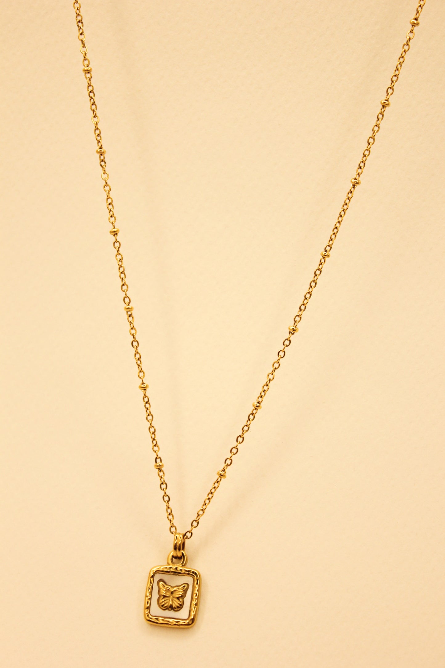 White&Gold Butterfly Necklace