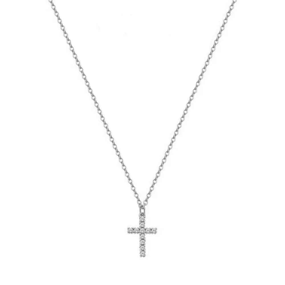 Zircon Cross Pendant Silver