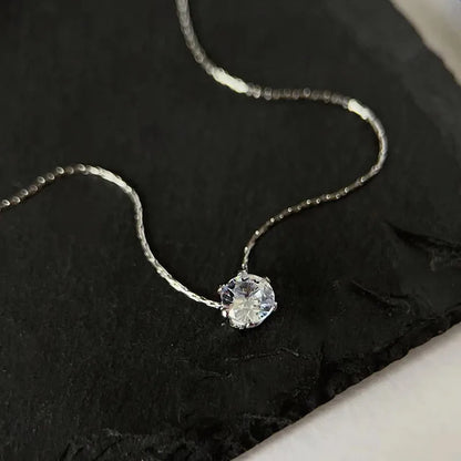Single Diamond Necklace Silver
