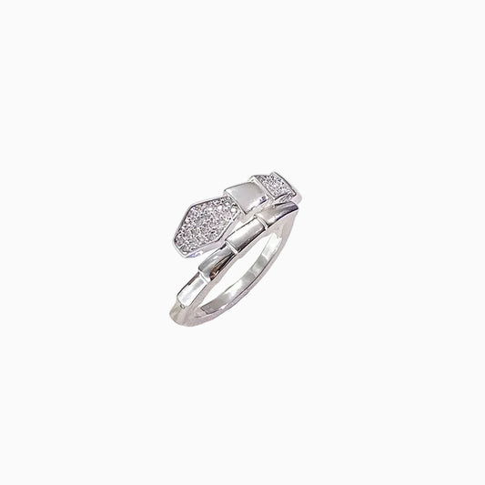 Snake Zircon Ring Silver