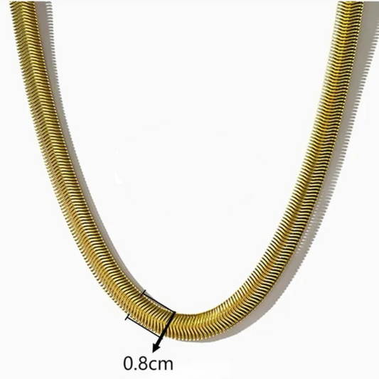 Thick Ribbon Snake Necklace Gold
