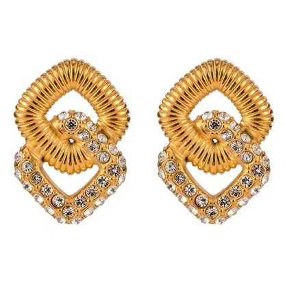 Double Square Earrings with Zircon