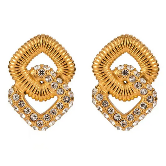 Double Square Earrings with Zircon