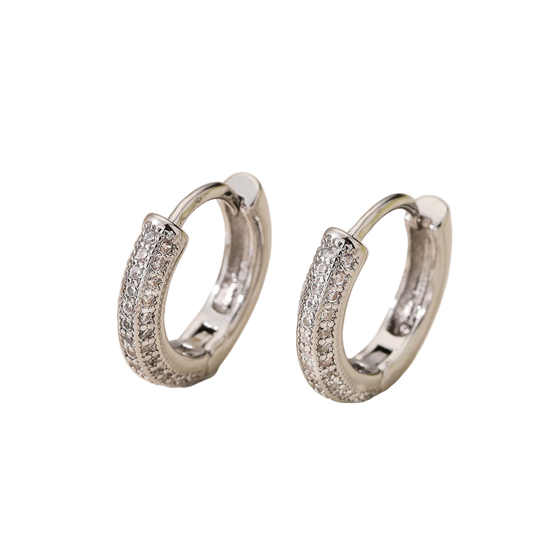 Small Zircon Huggie In Silver&Gold