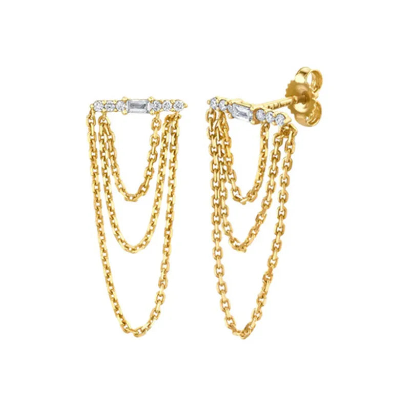 Line Drop Chains Earrings Gold