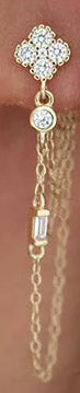 Flower Drop Chain Earrings Silver