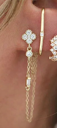Line Diamond Earrings Silver