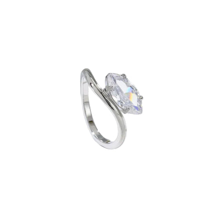 Curved Stone Ring Silver