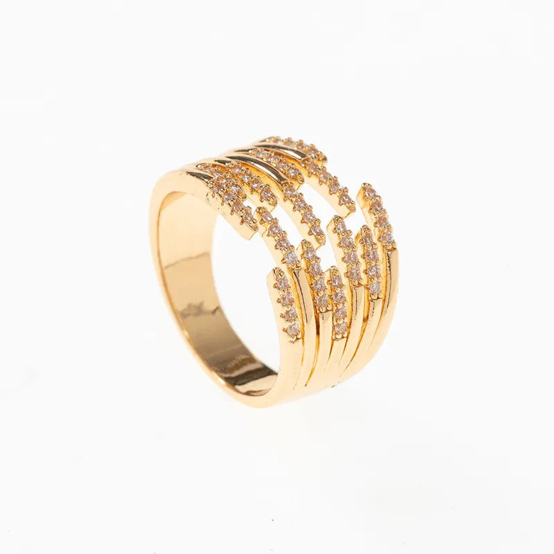 Multi Line Ring with Zircon