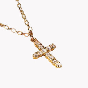 Zircon Cross Pendant Gold