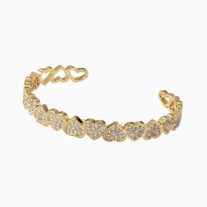 Heart Zircon Bangle Gold