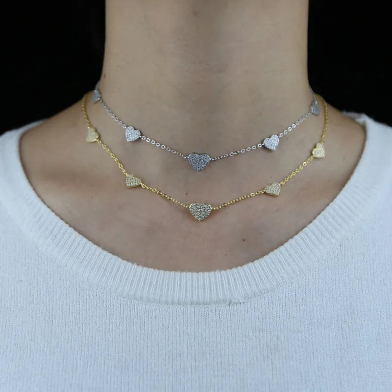 Hearts Necklace Gold