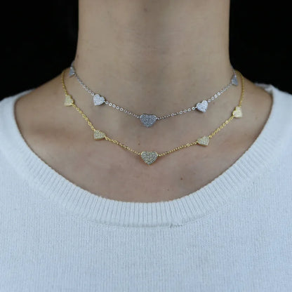 Hearts Necklace Gold