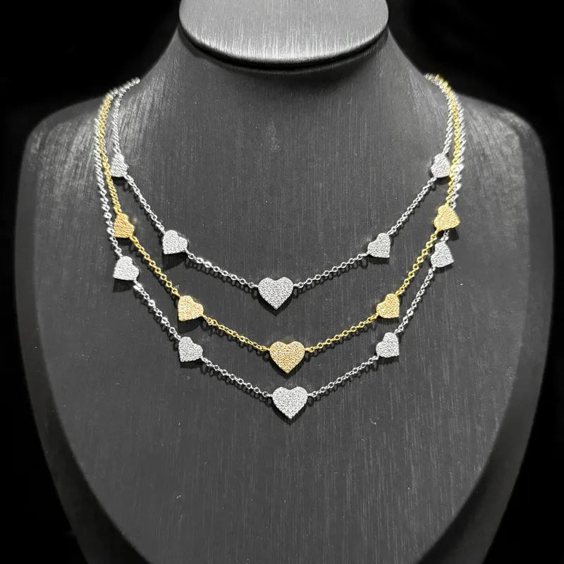 Hearts Necklace Silver