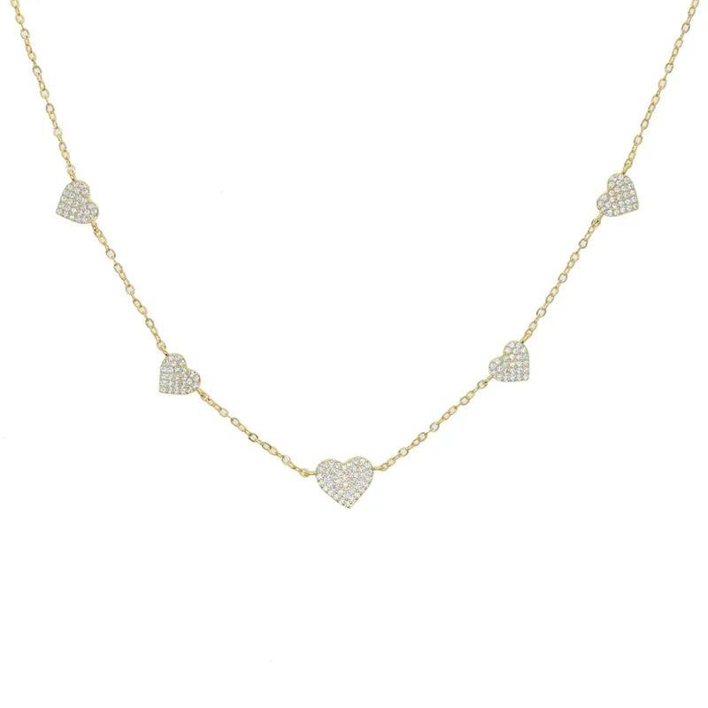 Hearts Necklace Gold