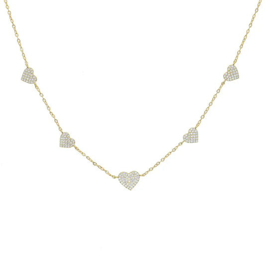 Hearts Necklace Gold