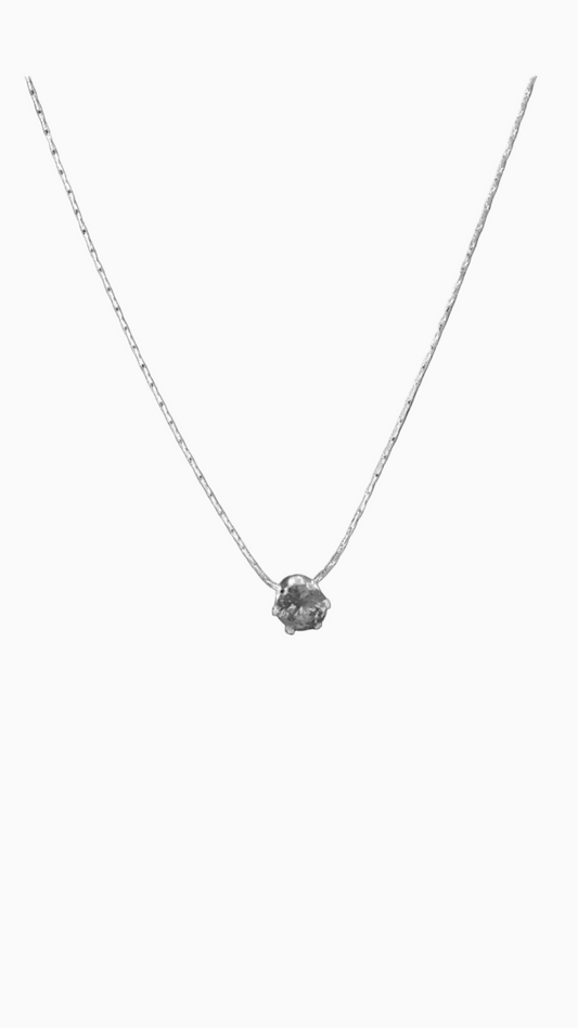 Single Diamond Necklace Silver