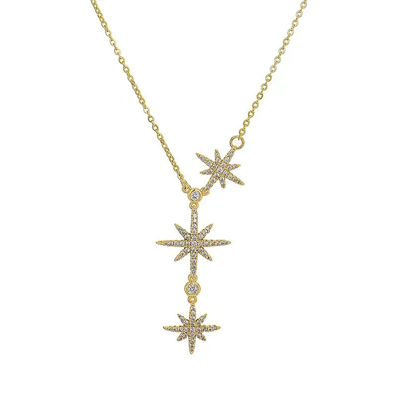 Stars Zircon Necklace Gold
