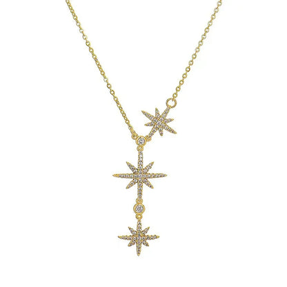 Stars Zircon Necklace Gold