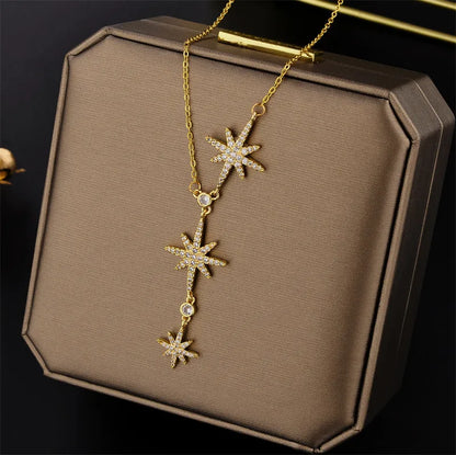 Stars Zircon Necklace Gold