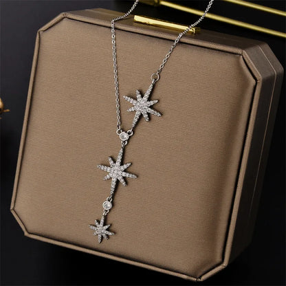 Stars Zircon Necklace Silver
