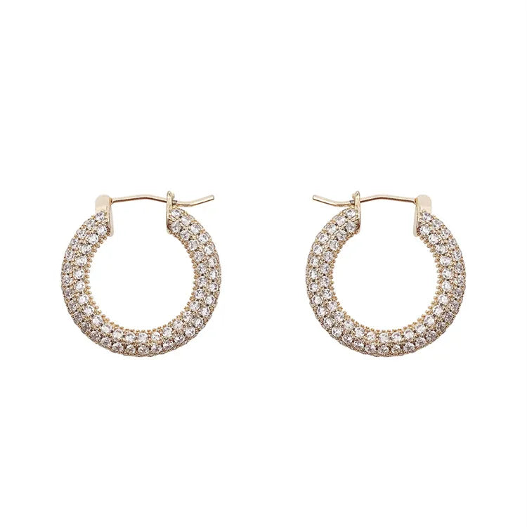 Gold Hoop Zircon Earrings