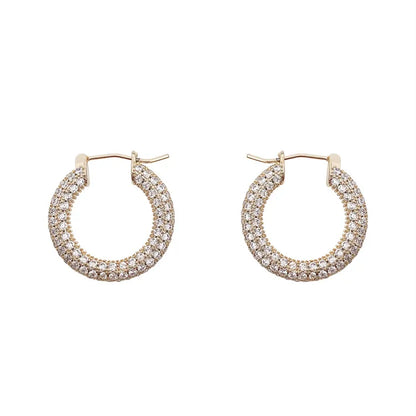 Gold Hoop Zircon Earrings