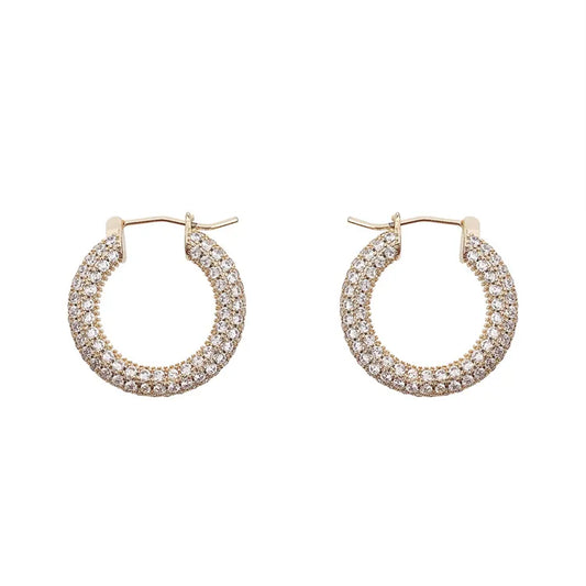 Gold Hoop Zircon Earrings